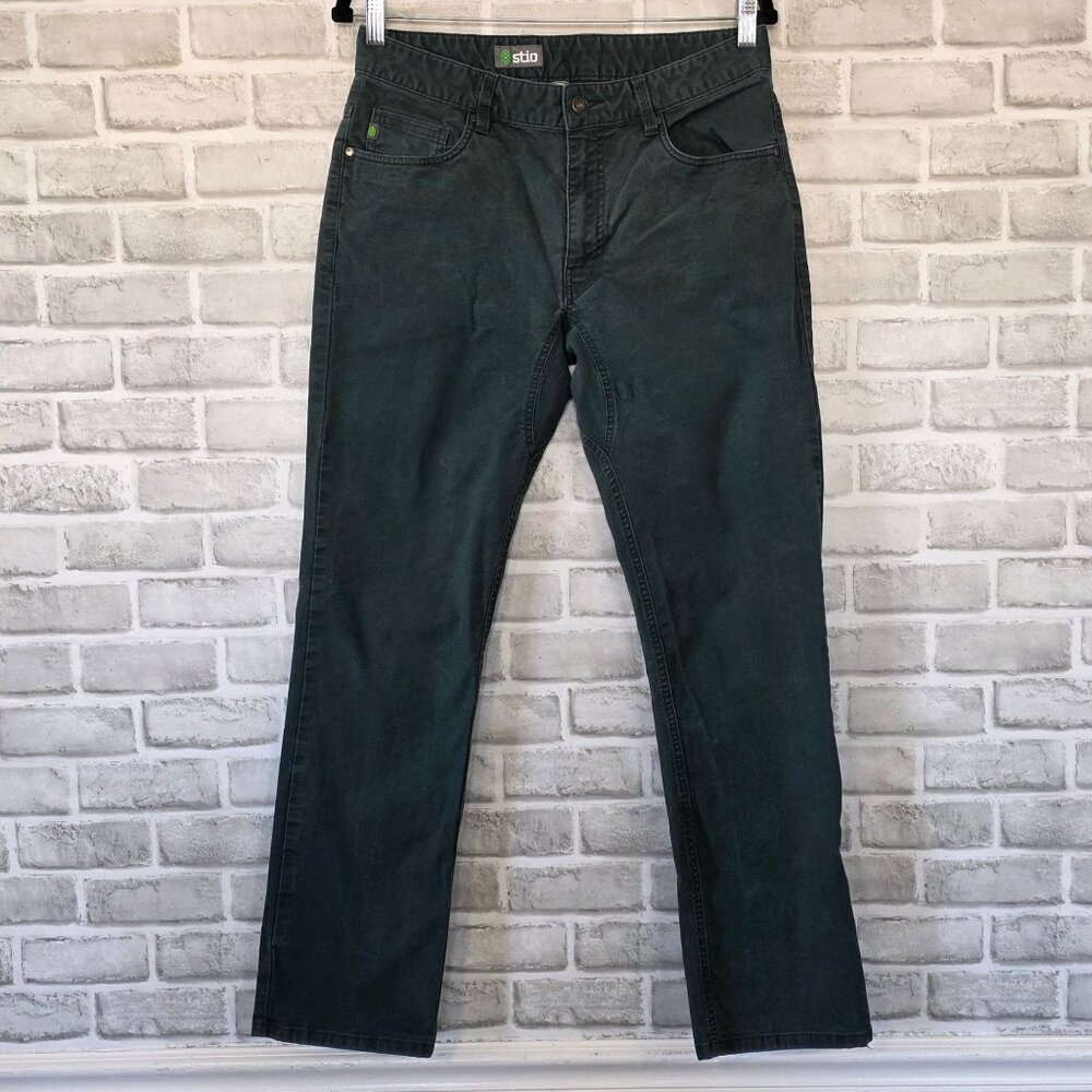 Stio Green Canvas Jeans Mens 32R Utility Outdoor Casual Organic Cotton Spandex